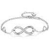 ALBERTBAND Bracciale da Donna Personalizzato Infinity in Argento con Nomi Pietre di Nascita Bracciali Regalo per Mamma Figlia Ragazza Natale San Valentino Catena (A)