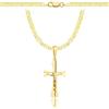 AMAR PRAGNA, collana in oro 925/585 con croce per donna/uomo, intrecciata originale, larghezza 3,8 mm, collana in oro, collana con croce in oro 585, 60 cm, Argento