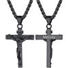 U7 Crocifisso Collana Uomo Croce Con Gesù Cristo Vintage Collana Uomo Personalizzata Acciaio Ciondolo Crocifisso Amuleto Religioso con Catena Regolabile 55+5 cm Regalo Cristiano Catolico