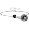 Nergaebe Personalizzato Bracciale con Proiezione di Foto in Cerchio in Argento Sterling per Donna - Compleanno, Natale, Anniversario