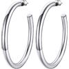 PROSTEEL 60MM Orecchini Argento a Cerchio Colonna Circolare Vuoto Orecchini Riduzione del Peso del 50% Orecchini Donna Rétro Affascinante Combinazioni di Impilamento