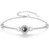 Jeweidea Jewieidea Bracciale Proiezione Foto Personalizzata Bracciale con foto Dentro con Ciondolo per Donna in Argento Oro rosa Gioielli di compleanno per moglie per mamma