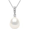 PEARLS & COLORS - Ciondolo in Oro e Diamanti 0.020 Carati con vera perla d'Acqua Dolce 9-10 mm - Qualità AAA+ - Gioiello da donna