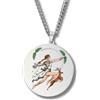 Generico Collana Mitologia Greca - Medaglione inciso a colori in acciaio inox - Dei e Dee (Apollo, Artemide, Poseidone…) - Talismano unisex oro/argento (Artemide - Argento)
