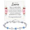 Bramart Bracciale Donna Argento Sterling 925 e Pietre blu di Zirconia cubica Laurea Idea Regalo per lei, Bracciali Tennis Brillanti Universtità Laureata - Cofanetto con DEDICA incluso (Laurea - Pietre Blu)
