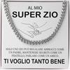 Bramart Collana Uomo Super Zio Ti voglio un mondo di bene - Idee Regali per lui per Natale compleanno - Cofanetto con DEDICA incluso (Super Zio - Argento)