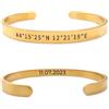 ALMENDRA Bracciale coordinate geografiche personalizzato da uomo primo bacio con incisione nascosta rigido acciaio personalizzabile regalo scritta nome (Oro)