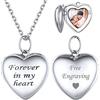 ChicSilver Collana Personalizzata Argento 925 con Foto Incisione, Ciondolo Portafoto Personalizzato Argento Lunga 45+5cm, Collana Cuore Ciondolo Personalizzato, Idee Regalo per Natale Anniversario