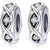 Yashuo 2 perline distanziali in argento Sterling 925 massiccio, distanziatori in gomma, rotondi, per braccialetti con ciondoli di tipo europeo e Argento, colore: A, cod. S2016