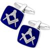 Sayers London Gemelli Stile Massonico Smaltati Blu in Argento 925