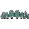 AHTCPO Lussuoso Set di Grillz Hip Hop Placcati Oro con Strass CZ Multicolore - Dentari Superiori & Inferiori Regolabili Brillanti per Feste & Spettacoli(Emerald green upper teeth)