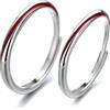 BCughia Anello con il Filo Rosso, Anelli Donna Argento 925 Regolabili Linea Rossa Anelli di Fidanzamento Personalizzata Anello Fascia Fidanzamento per Uomo Donna