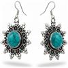 Tibetan Silver Turchese Pietra Preziosa Goccia Orecchino per Le Donne, Fatto a Mano Moda Progettista Placcato Argento 925 Orecchino, Tribale Etnico Design Gioielli per Feste