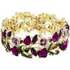 Falari Vintage Flower Bracelet Bangle Crystal Beads Hand-Painted Purple BG401-GPP