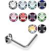 Monster Piercing Set di 20 Pezzi Artigli Piccolo Cristallo Pietra Superiore 22 Gauge Argento Sterling 925 L Curva Piercing Naso