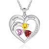 Presentimental Collana Personalizzata da Donna con Nome Ciondolo a Cuore in Argento sterling 925 Regalo per Natale, Festa della Mamma, San Valentino (3 stone)