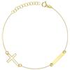 Sakrami Bracciale Donna Ragazza in Oro 9kt con Croce e Piastrina Incidibile - Idea Regalo per Comunione, Cresima, Compleanno, Anniversario - Confezione Personalizzata