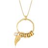 MyNameNecklace MYKA Collana Linda Personalizzabile - Collana con perline a forma di cerchio con incisione e charm a forma di foglia e pietra portafortuna, in Oro Vermeil