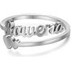 Grovjewfit Anello Da Donna Personalizzato Con Nome Anelli Pietra Portafortuna Anello Aperto Anelli Regolabili Acciaio Inossidabile Di Anniversario Di Natale Per Fidanzata Madre Moglie (1 Nome - Oro Bianco)