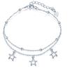 Yumilok Cavigliera in argento 925 con stella per donna e ragazza, catena di ancorata regolabile, gioielli per Natale e compleanno, One Size, argento, One Size, Argento Sterling Metallo Argento