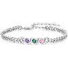 ALBERTBAND Bracciale Personalizzato con Pietre di Nascita da Donna Bracciale con Nome Catena Regolabile Gioiello Regalo per Mamma Moglie Amica (3 stone)