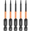 QUARKZMAN 5Pcs Punta Cacciavite A Testa Torx T6 2.56 (65mm) Lunga Con Codolo Esagonale 1/4 Magnetizzata Senza Foro Anti-Manomissione A 6 Punta Stellata Punta Trapano Acciaio S2