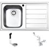 APELL Serie Linear Lavello da Incasso 1 Vasca a Sinistra con Gocciolatoio Dimensioni 86 x 50 cm Colore Inox