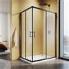 SUNXURY Cabina doccia 70 x 120 x 195 cm, ingresso angolare con doppia ante scorrevole, telaio nero, vetro di sicurezza da 5 mm, montaggio trasparente su piatto doccia o piastrelle