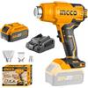 Ingco Hgli20025 Termosoffiatore a Batteria 20 V 4 Ah Pistola Termica ad Aria Calda in Valigetta Fino a 550 gradi