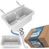 Instalguru Lavandino da Camera Lavabo Commerciale Industriale Profondo Esterno Giardino Garage Lavanderia Bagno Fabbrica 55 x 34 x 21 cm Bianco Polipropyleno Vasca Singola