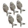 FBSHOP(TM), 5 maniglie vintage in ceramica grigio per porta, a forma di pesce, per cassetto, armadio, armadio, casa, cucina
