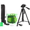 Huepar 3 x 360 Livella Laser a Croce, con Batteria al Litio e Custodia Rigida, 360° Livello Laser Impostato Verde, 3D Linea Laser Autolivellante Commutabile, Campo di Lavoro 25m - B03CG