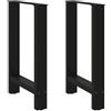 vidaXL Gambe per tavolo da pranzo nere 2 pz 60x(72-73) cm in acciaio