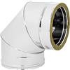 FORTUNATO Curva 90° per Canna Fumaria, Doppia Parete, Diametro 180/230 mm, Acciaio Inox AISI 316L/304 Spessore 0,5 mm