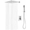 KAUITOPU Set doccia a incasso, da parete, 30 x 30 cm, quadrato girevole a 360°, set doccia