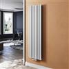 SUNXURY Radiatore a tubo, 475 x 1800 mm, a doppio strato, con connettore centrale cromato multiblocco, bianco