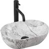 Rea - Lavabo Da Appoggio Amelia Mini Stone Matt Lavandino Bagno 380 X 260 X 120 mm In Ceramica (Imitazione Di Pietra)