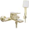 Rea Soul Gold Rubinetto Vasca Miscelatore Vasca Con Doccetta In Ottone Per Bagno Caldo E Freddo Regolabile (Oro Chiaro) 20x18x10,5cm