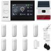 HUXGO® HXA007 Sistema di allarme casa senza fili con Radio Sirena solare WiFi + GSM 4G | Impianto allarme casa kit con 1x sensori di allarme per finestre/portes, 7x rilevatori di movimento