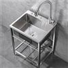 LLPEIJIE026 Lavello in Acciaio Inox Lavello da Campeggio Portatile a 1 Scomparto, Vasca Singola Lavandino Commerciale Autoportante Lavabo da Esterno,per Lavanderia Cortile Garage (50x40x75cm)