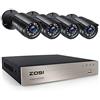 ZOSI 1080P 8CH Sistema di videosorveglianza, Telecamere da Esterno 1080P da 4 Pezzi Con DVR a 8 Canali H.265 +, Nessun Dsco Rigido, Kit di Allarme di Movimento, Accesso Mobile Remoto