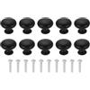 QUARKZMAN 10 Pcs Maniglie Per Cassetti Da 1.2 In Plastica, Pomelli Tondi Per Armadio Con Viti Per Camera Da Letto Cucina Guardaroba Comò, Nero Opaco