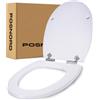 POSNORD Copriwater Universale con Chiusura Rallentata, Tavoletta WC Universale in MDF, Sedile WC Soft Close con Sgancio Rapido, Asse WC Standard per Bagno - Bianco