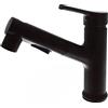 MAKA change your life quality MAKA Rubinetto Bagno Lavabo Alto Nero Mat Opaco Miscelatore Bocca Estraibile 105 cm Getto Acqua Calda Fredda Zampillo Monocomando Comando a Maniglia Singola Cascata in Ottone Moderno Cascata