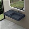 doporro Lavabo Bagno Sospeso Lavabo da Appoggio Rettangolare in Marmo Resina Antracite Opaco, Vasca a Destra 100x48x13 cm con 1 Foro Rubinetto e Piletta Scarico, Colossum12