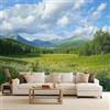 Generico Carta da Parati Fotografica Montagne Fiumi Praterie Foreste 400x280 cm Non Tessuto Opaco Effetti 3D Murale Moderna Poster Decor da Parete Per Soggiorno Ufficio Camera dei Bambini Muro di Sfondo