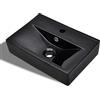 vidaXL Lavandino Bagno Ceramica Nera Rettangolare con Foro di Trabocco Lavello
