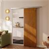 HOMCOM Porta Scorrevole Esterna Muro 75x210 cm, Binario Silenzioso in Lega di Alluminio, Kit Ferramenta, Guida, Porta da Interno in Stile Minimalista, in MDF, Impermeabile, per Cucina, Bagno, Ufficio