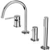 Lavita Orion, rubinetto per vasca da bagno a 4 fori in cromo, batterie per vasca, lusso design, armadio da bagno