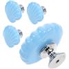 SHINEOFI Pomelli Stile di in e Blu Conchiglia a Ceramica Mobili per Forma Mare 4 Pezzi Design Creativo Manopole Armadietti e Finestre